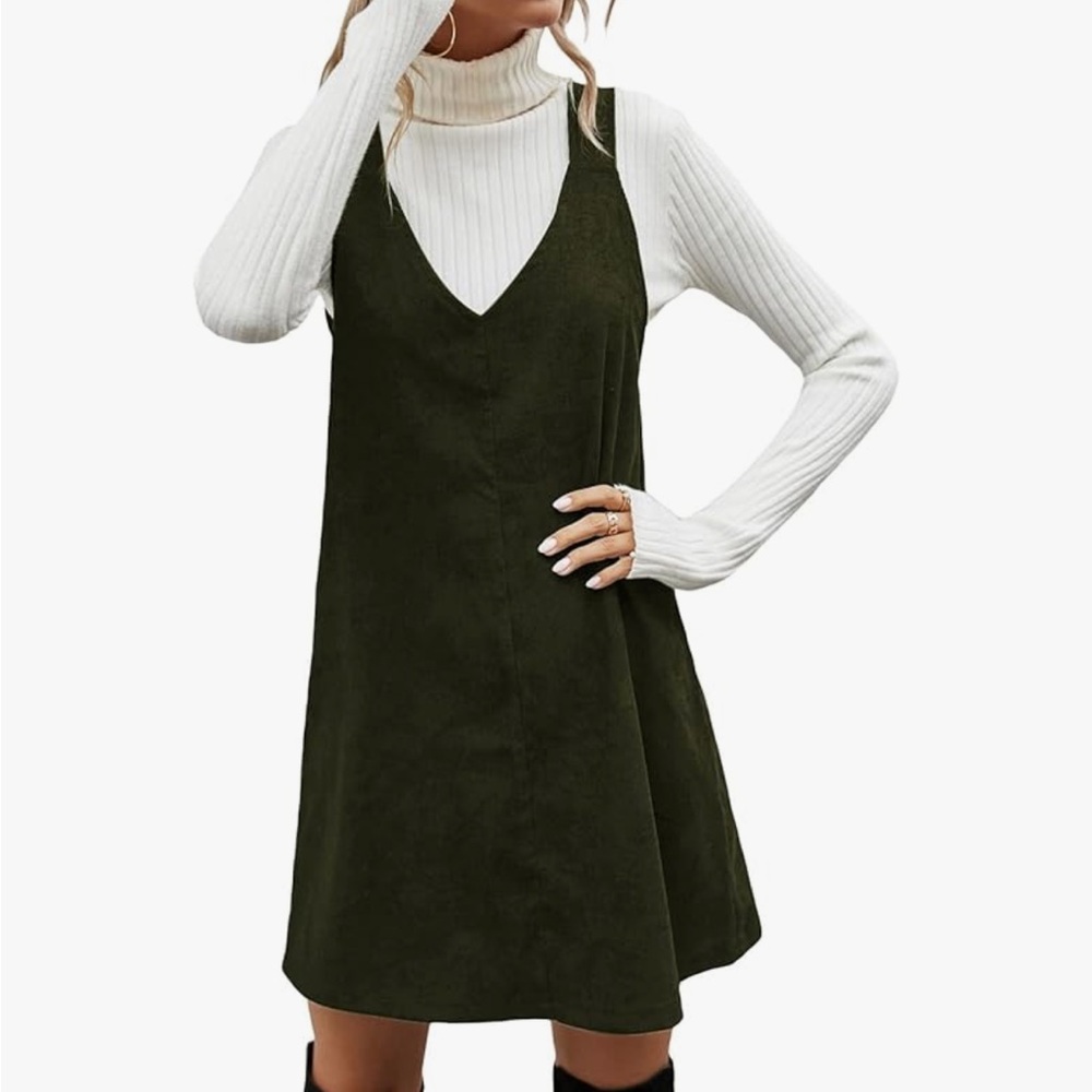 •Olive Green Midi Dress